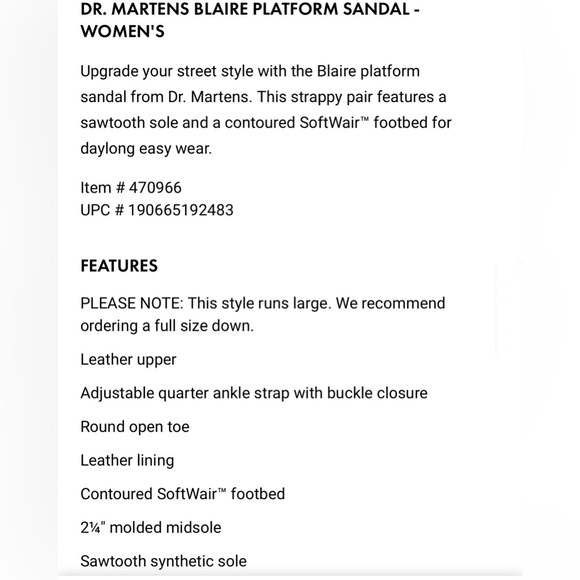 New Dr. Martens Blaire Hydro Leather Platform Sandal in Black RUN LARGE - Picture 14 of 14